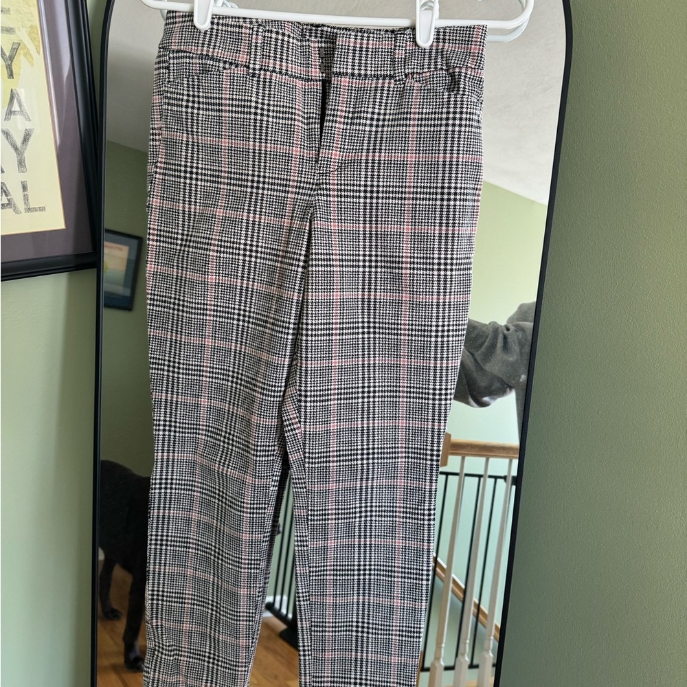 Old Navy Black and Pink Plaid Skinny Pants